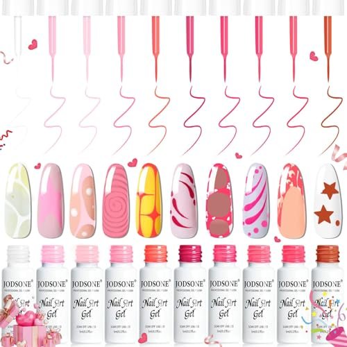 jodsone nail art gel liner set 10 colors pink collection gel n...