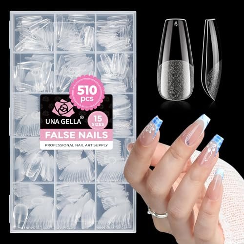 una gella soft gel medium coffin nails tips, 510pcs 15 sizes p...