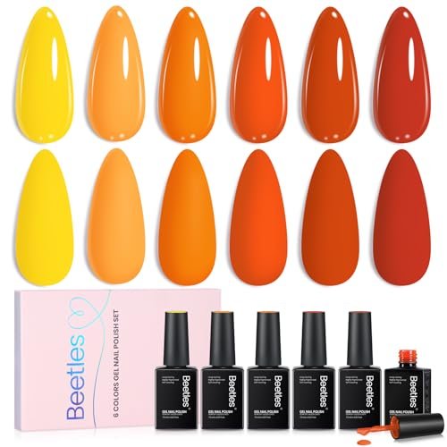 beetles orange gel polish set 6 colors bright yellow coral p...