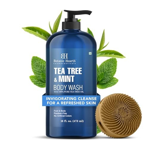 botanic hearth tea tree & mint body wash with silicone dual si...