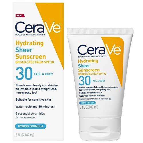 cerave hydrating sheer sunscreen with spf 30 for face and body...