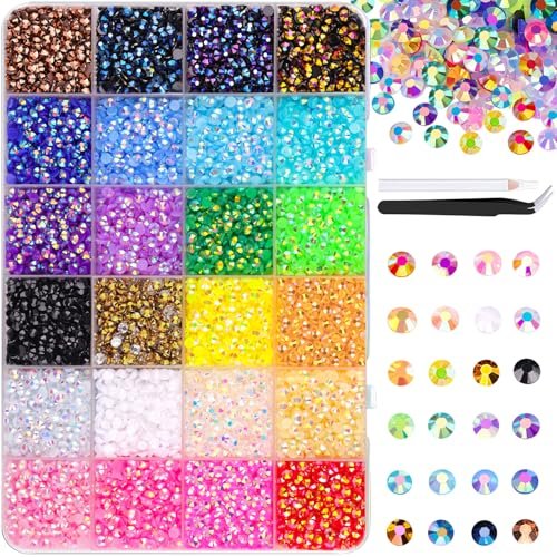 12600pcs resin jelly rhinestones with tweezers for crafting, m...