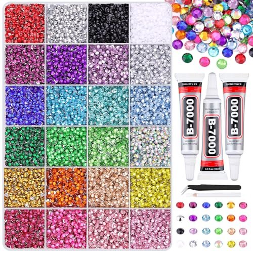24000pcs resin rhinestones for crafting with tweezers, multico...