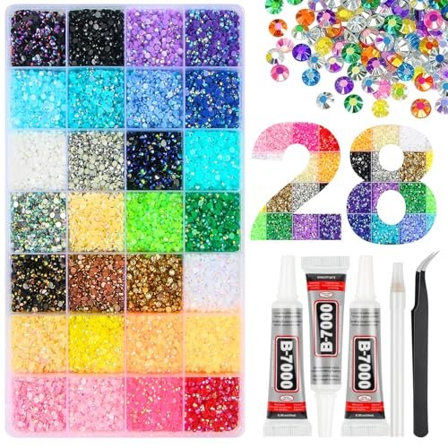 36000pcs 28 colors jelly resin rhinestones for bedazzling, 3mm...