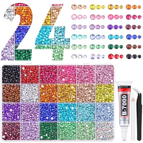 22000pcs resin rhinestones for bedazzling with tweezers, multi...