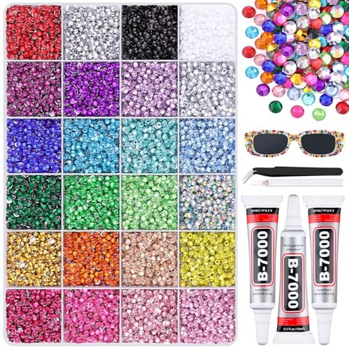 24000Pcs Resin Rhinestones with 3Pcs B7000 Jewelry Glue for Cr... 24000pcs resin rhinestones with 3pcs b7000 jewelry glue for cr...