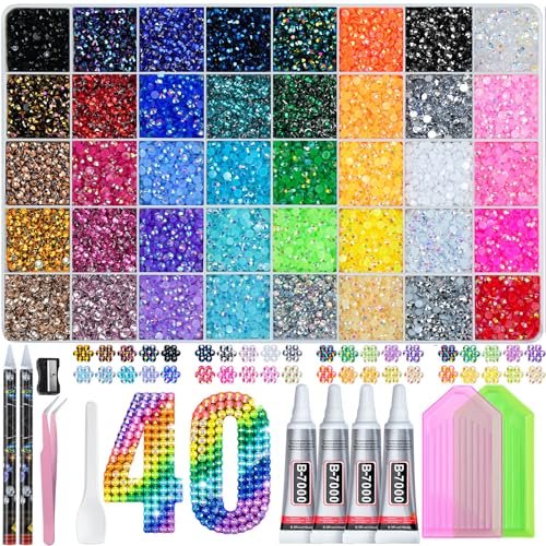 lotwow 50000pcs bedazzling kit with rhinestones 3mm, 40 colors...