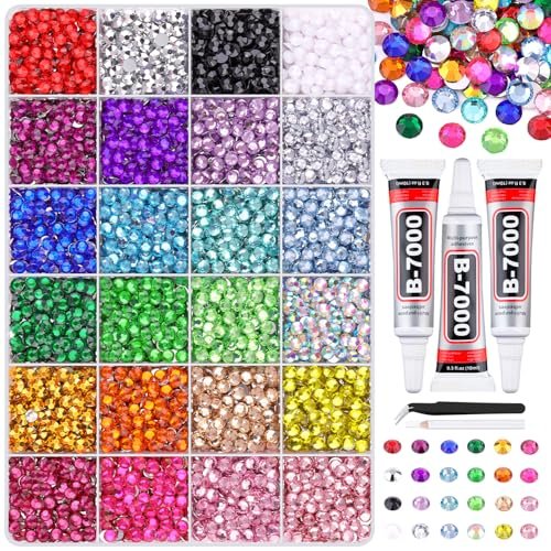6600pcs resin rhinestones for crafting with tweezers, multicol...