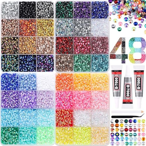 lerbou 30000pcs in 48 colors rhinestones for bedazzling and di...