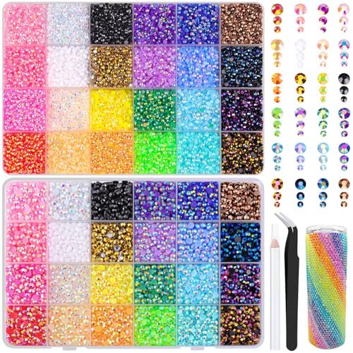2 boxes jelly rhinestones for bedazzling, 40000pcs 3/4/5mm mul...