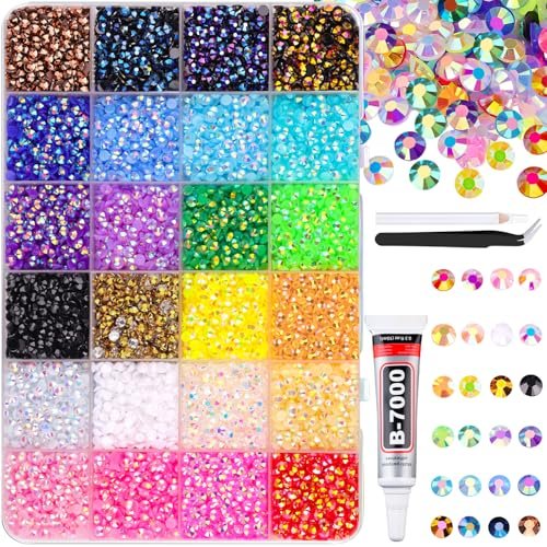 12600pcs resin rhinestones for crafting with tweezers, mixed c...