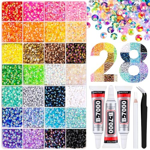 16000pcs resin rhinestones with tweezers for crafting, mixed c...