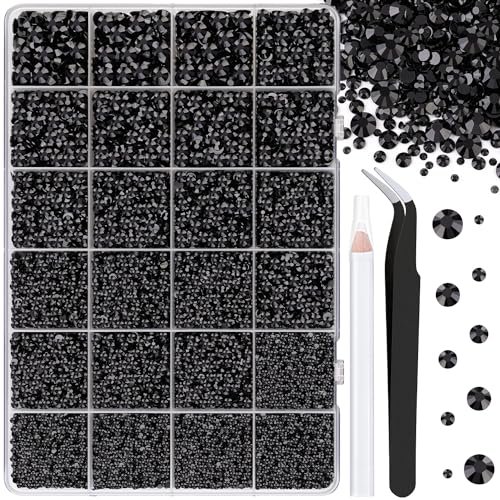 25000pcs resin jelly rhinestones for crafting, black 2 6mm mix...