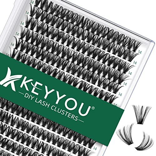 keyyou lash clusters 300pcs individual lashes, 40d 0.07d curl...