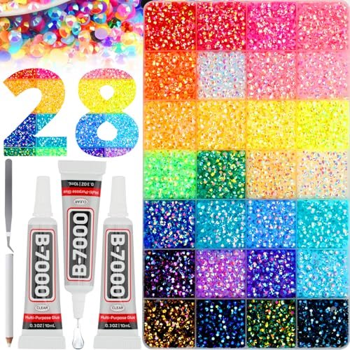 20000pcs 4mm ss16 rhinestones for bedazzling crafting, 28 jell...