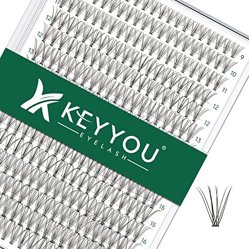 keyyou lash clusters 300pcs individual lashes, 10d 0.1c curl 9...