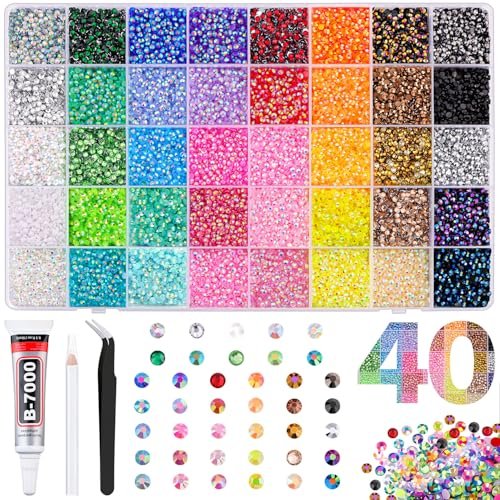 40000pcs resin jelly rhinestones for bedazzling, 3mm mixed col...