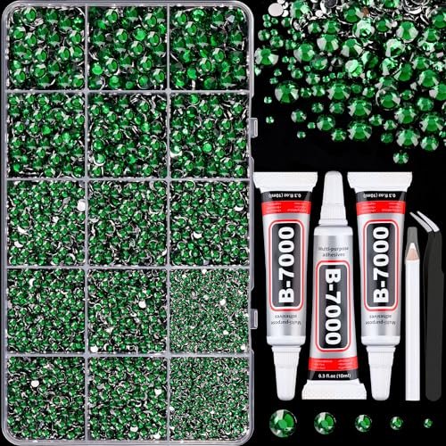 16000pcs resin rhinestones for crafting, emerald green non hot...