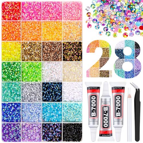 36000pcs jelly rhinestones bedazzling kit, multicolor 3mm flat...