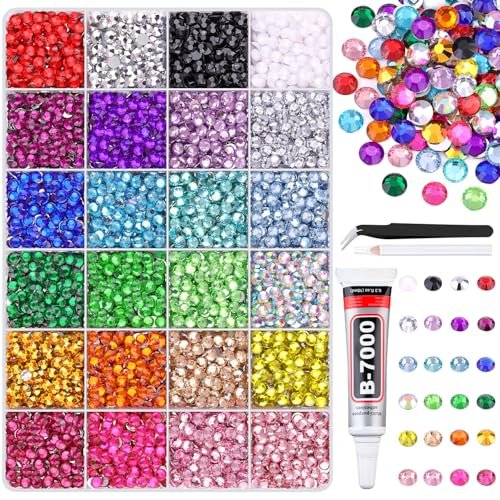 6600pcs resin rhinestones with tweezers, multicolor 5mm flatba...
