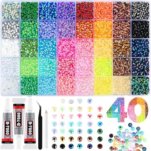 zefy 40 colors resin jelly rhinestones for bedazzling, 4mm 190...