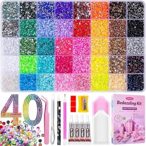 bedazzling kit 40000pcs 40 colors resin jelly rhinestones, mul...