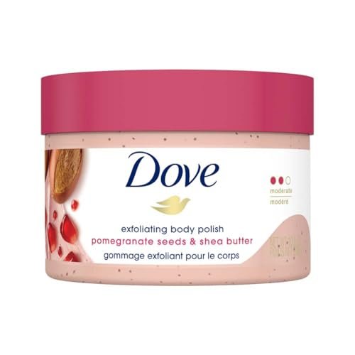 dove scrub pomegranate & shea butter for silky, soft skin body...