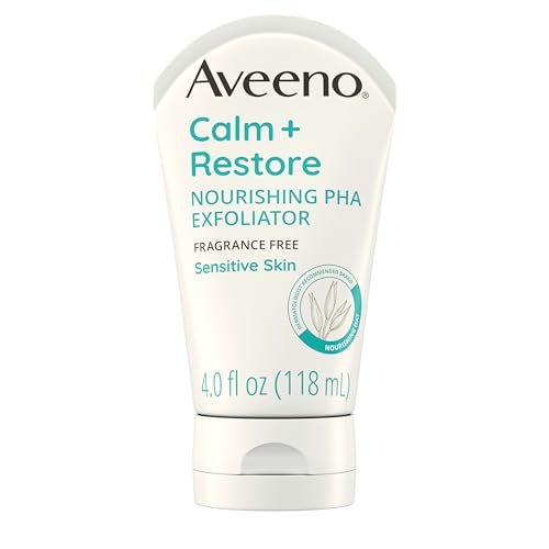 aveeno calm + restore nourishing pha facial exfoliator daily f...
