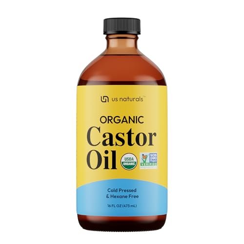 us naturals 16oz organic castor oil – glass bottle – usda cert...