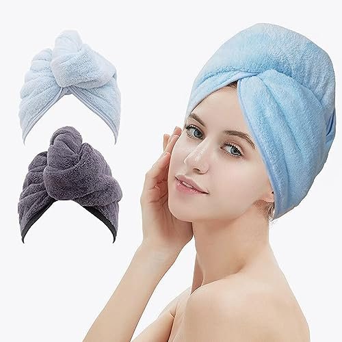 m bestl 2 pack hair drying towels, hair towel wrap,absorbent m...