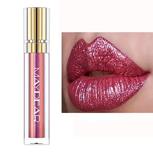 maydear chameleon lipstick, high pigmented pink metallic shine...