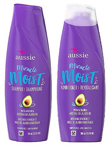 aussie miracle moist shampoo and conditioner set with avocado...