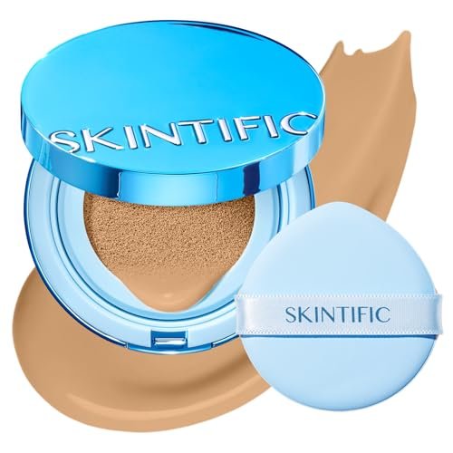 skintific velvet matte cushion foundation blue #03g golden alm...