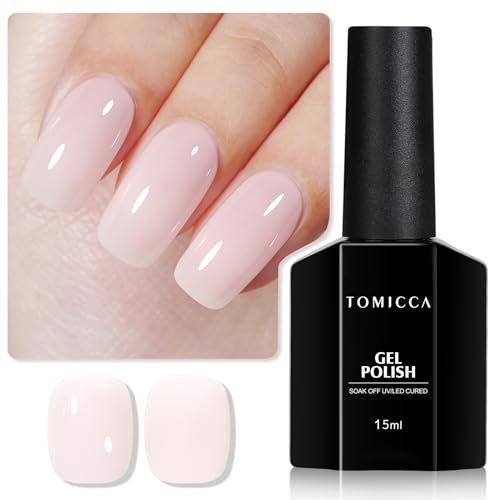 TOMICCA Gel Nail Polish, Jelly Milky Pink Gel Polish, Light Pi... tomicca gel nail polish, jelly milky pink gel polish, light pi...