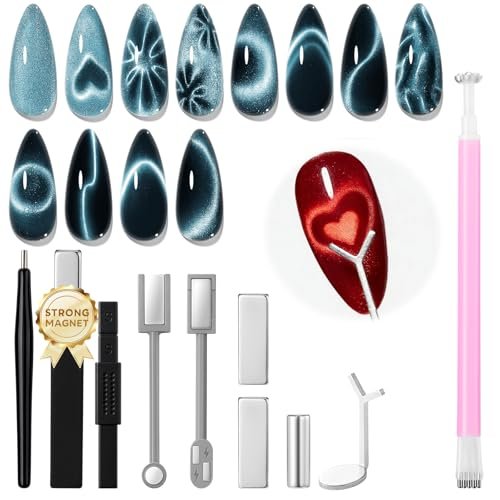 modelones cat eye magnet set, heart nail art tool strong magne...