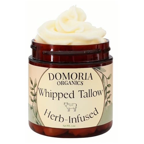 domoria organics 100% grass fed tallow balm herb infused chamo...