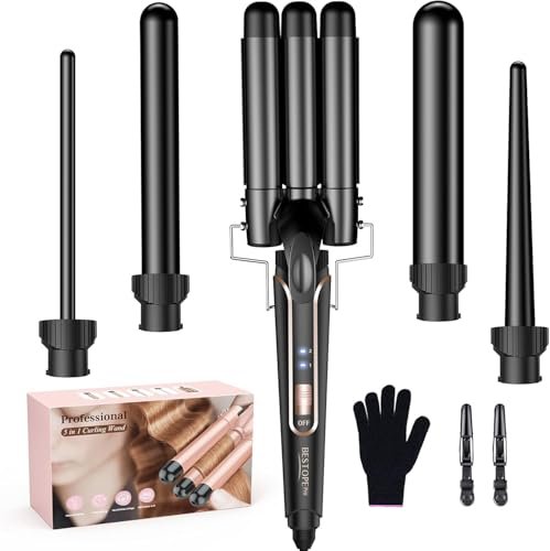 Waver Curling Iron Wand - BESTOPE PRO 5 in 1 Curling Wand Set... waver curling iron wand bestope pro 5 in 1 curling wand set...