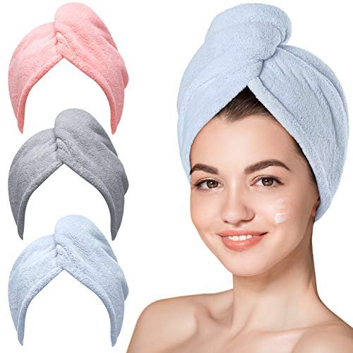 hicober microfiber hair towel wrap, fast drying hair towels fo...