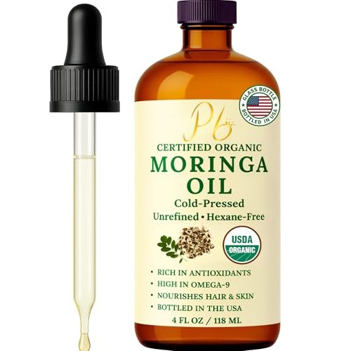 pomberries organic moringa oil – usda certified 100% pure, col...