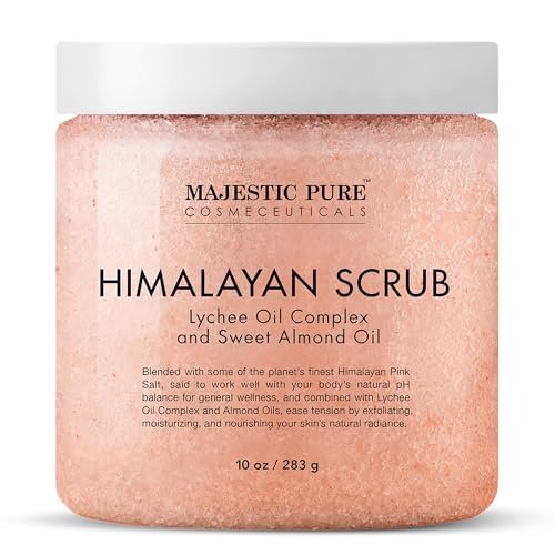 MAJESTIC PURE Himalayan Salt Body Scrub with Lychee Oil, Exfol... majestic pure himalayan salt body scrub with lychee oil, exfol...