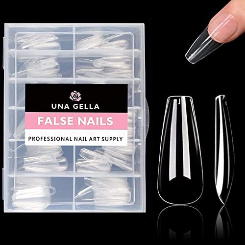 UNA GELLA Long Coffin Nail Tips 504pcs Clear Long Gel Nail Tip... una gella long coffin nail tips 504pcs clear long gel nail tip...