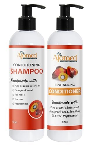 handmade hair shampoo & conditioner set made with batana oil...