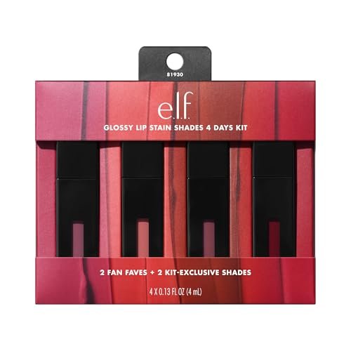 e.l.f. Glossy Lip Stain Shades 4 Days Kit, Long-Lasting Lip St... e.l.f. glossy lip stain shades 4 days kit, long lasting lip st...
