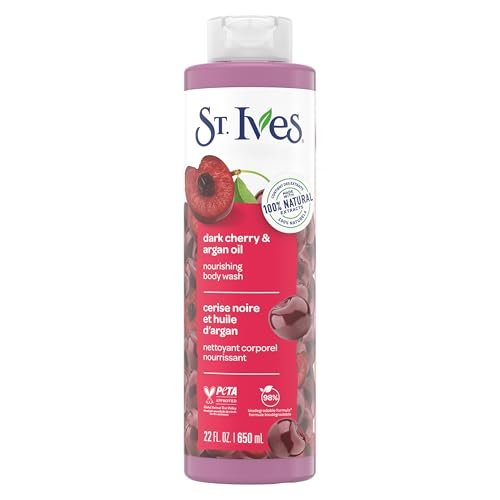 st. ives dark cherry & argan oil body wash, nourishing body ca...