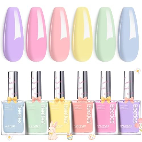 Beetles Pastel Nail Polish Set -6 Colors Pink Blue Yellow Nude... beetles pastel nail polish set 6 colors pink blue yellow nude...