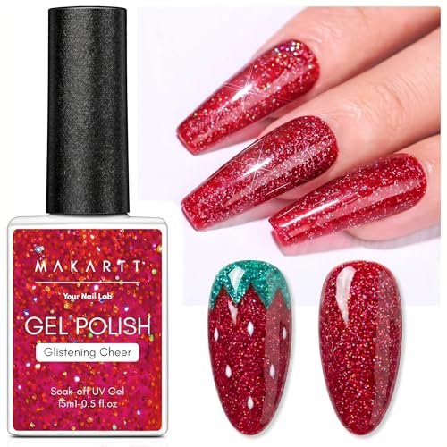 Makartt Red Glitter Gel Nail Polish - 15ml Sparkle Shimmer Soa... makartt red glitter gel nail polish 15ml sparkle shimmer soa...