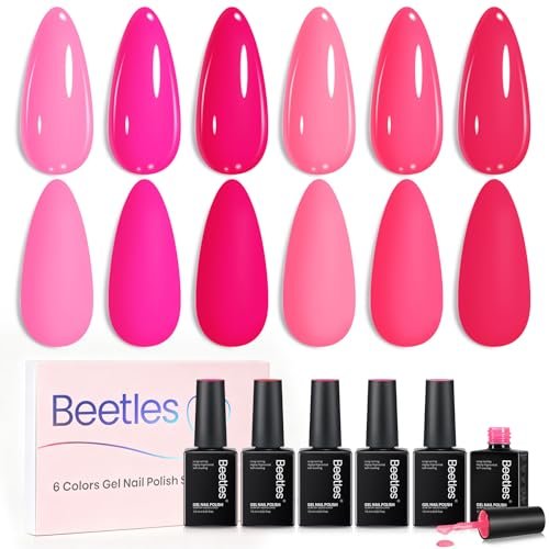 beetles pink gel polish set summer heartbeat, 6 colors summe...