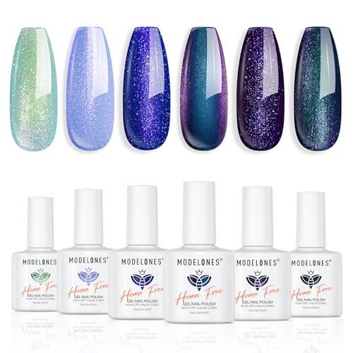 modelones glitter gel nail polish set, hema free summer 6 colo...