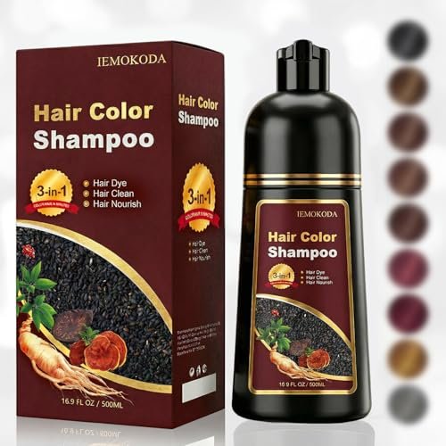 dark brown hair dye shampoo for gray hair, 3 in 1 color shampo...