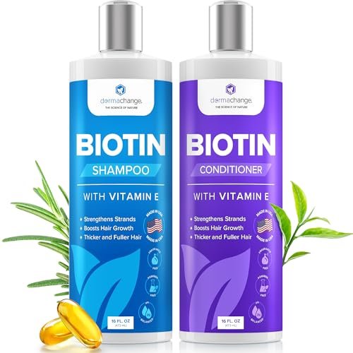 dermachange biotin shampoo and conditioner set hair growth s...